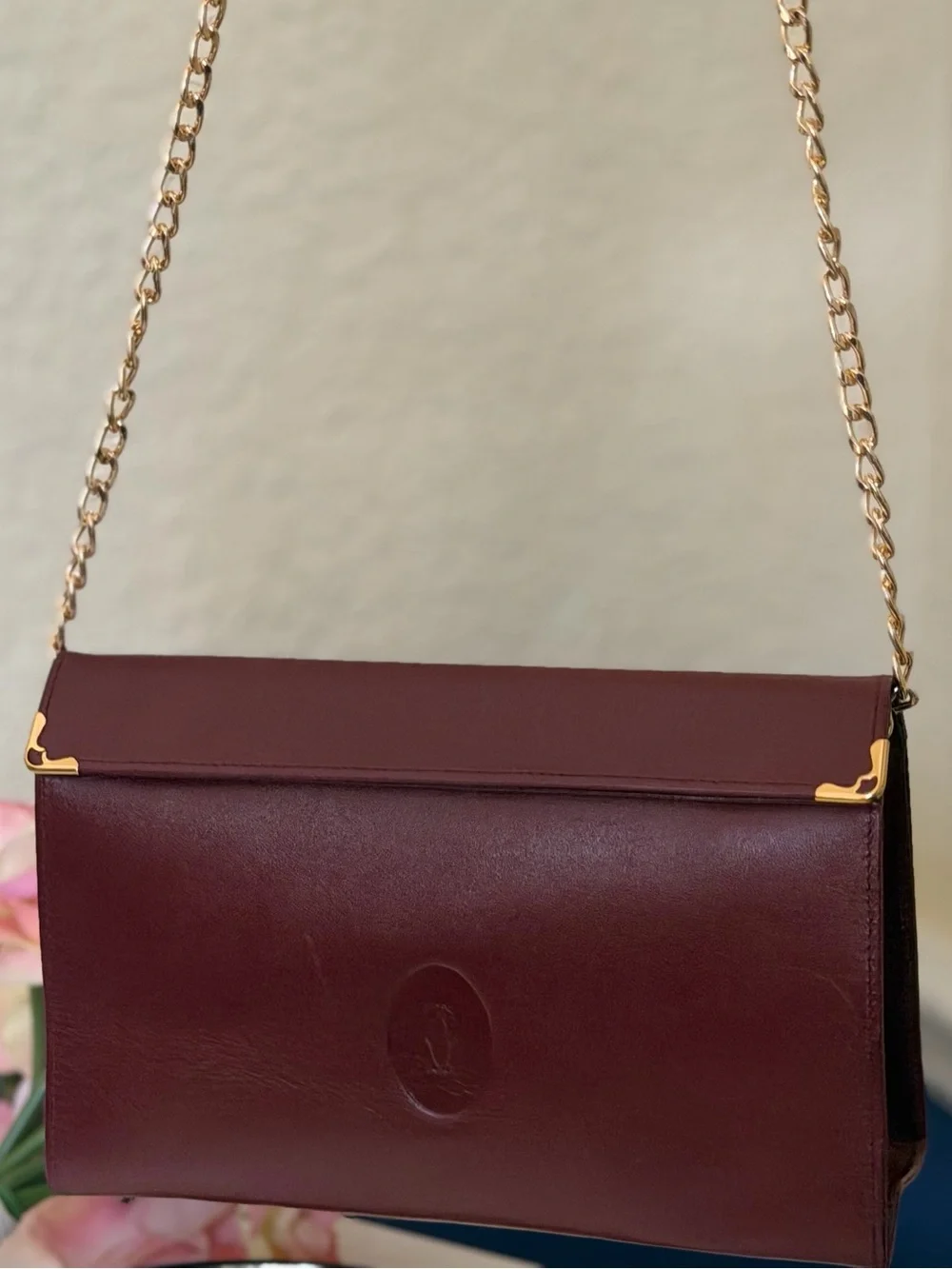 CARTIER Le Must de Cartier Clutch & Chain Shoulder Bag Double Snap Closure